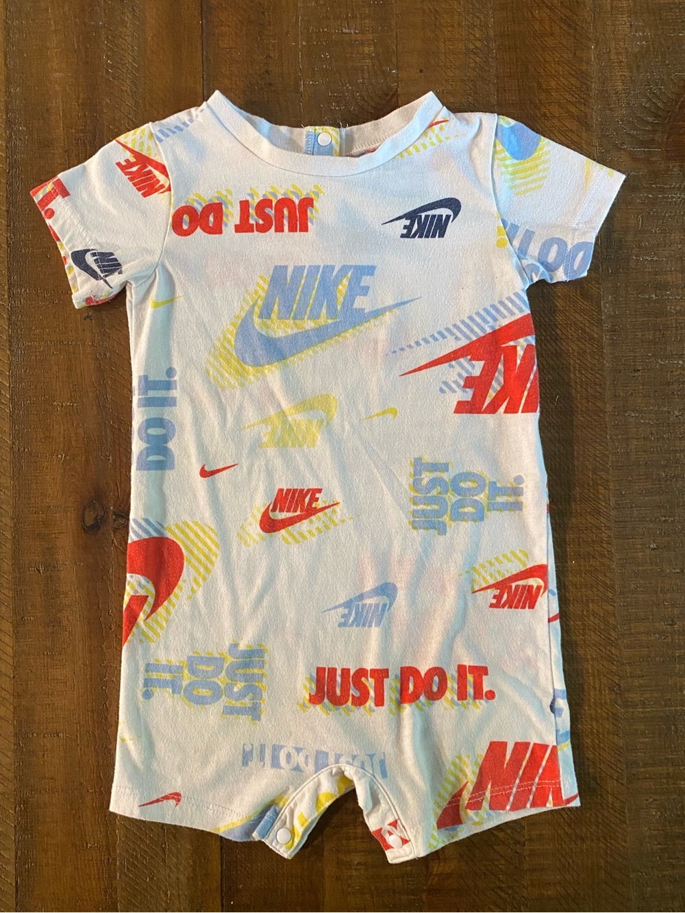 Nike White Multicolor Logo Print Toddler One-Piece